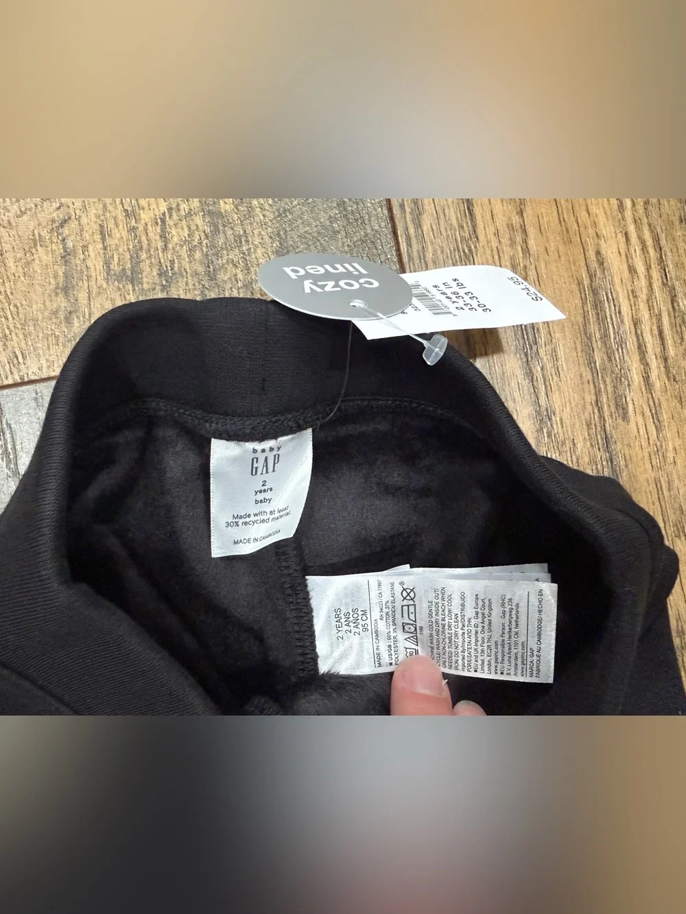 Baby Gap Cozy Lined Leggings, Black, Size 2T, NEW